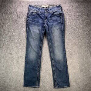 Ariat Real Riding Jeans Womens 29x32 Blue Straight Mid Rise Stretch Denim Faded